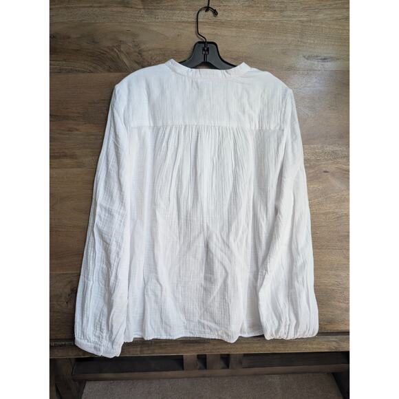 Johnnie-O Shirt Womens XL White Alana Cotton Blend Long Sleeve Collared Popover - Picture 2 of 4